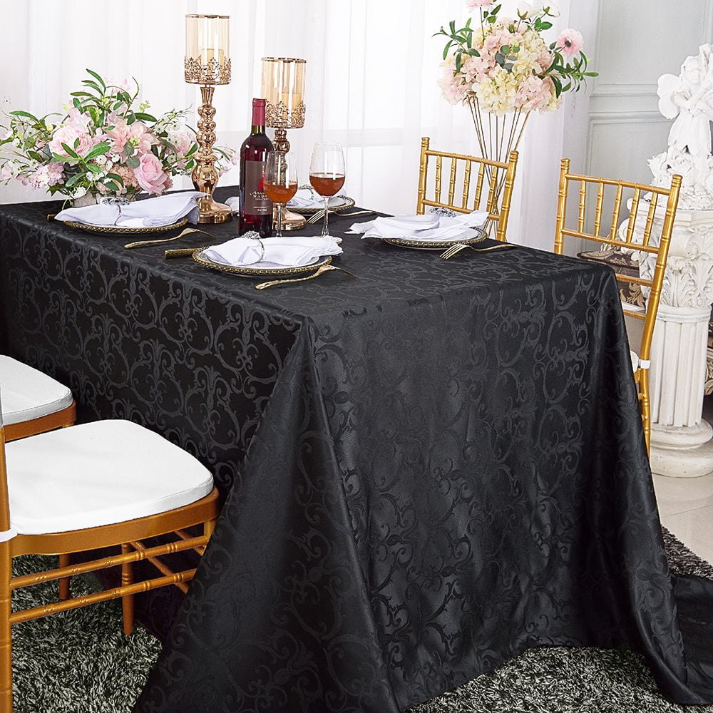 Wedding Linens Inc. 72"x 120" Versailles Chopin Rectangular Jacquard Damask Polyester Linen