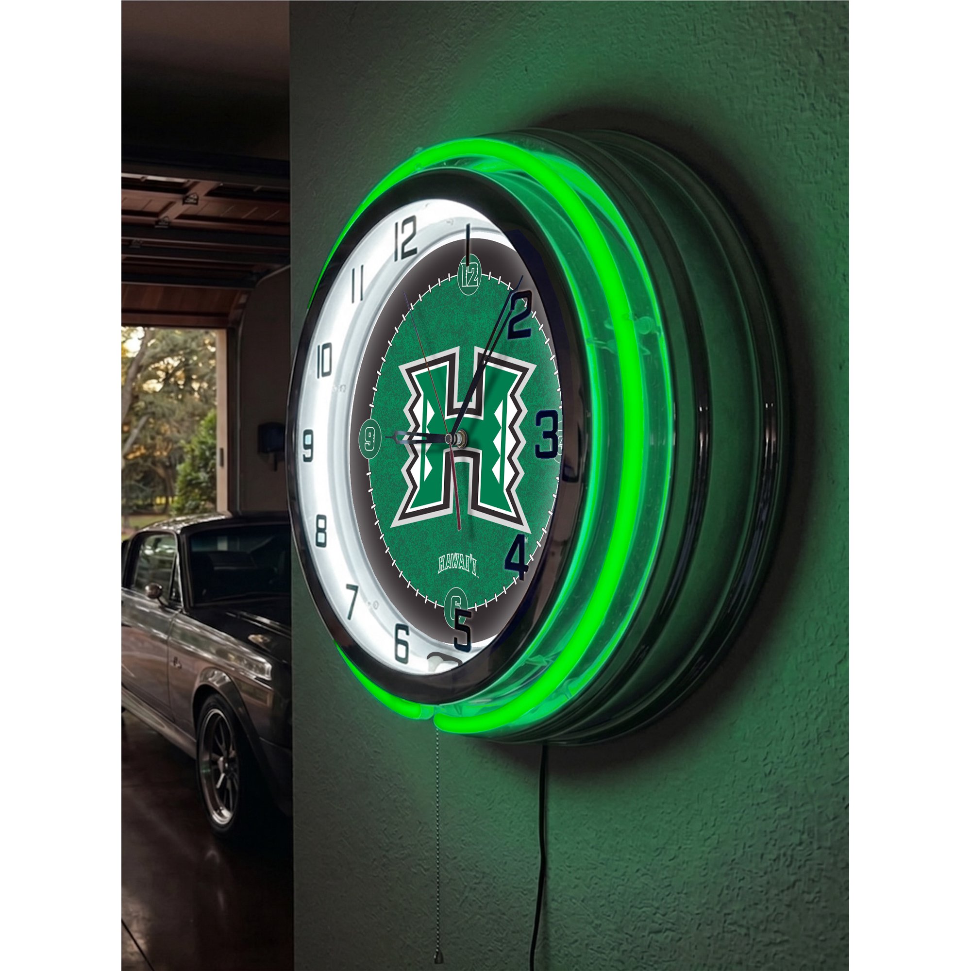 University of Hawaii 19 Double Neon Wall Clock