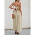 thumbnail image 2 of Vestido largo CUPSHE 2024 con cuello en V, sin mangas, corte torcido, beige, 2 of 5