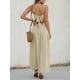 thumbnail image 3 of Vestido largo para mujer CUPSHE, cuello en V, sin mangas, tirantes ajustables, retorcidos, largo, formal de verano, beige, XL, 3 of 7