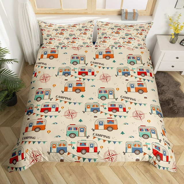 Camping Comforter Cover Camper Decor Duvet Cover,Camping Bedding Set