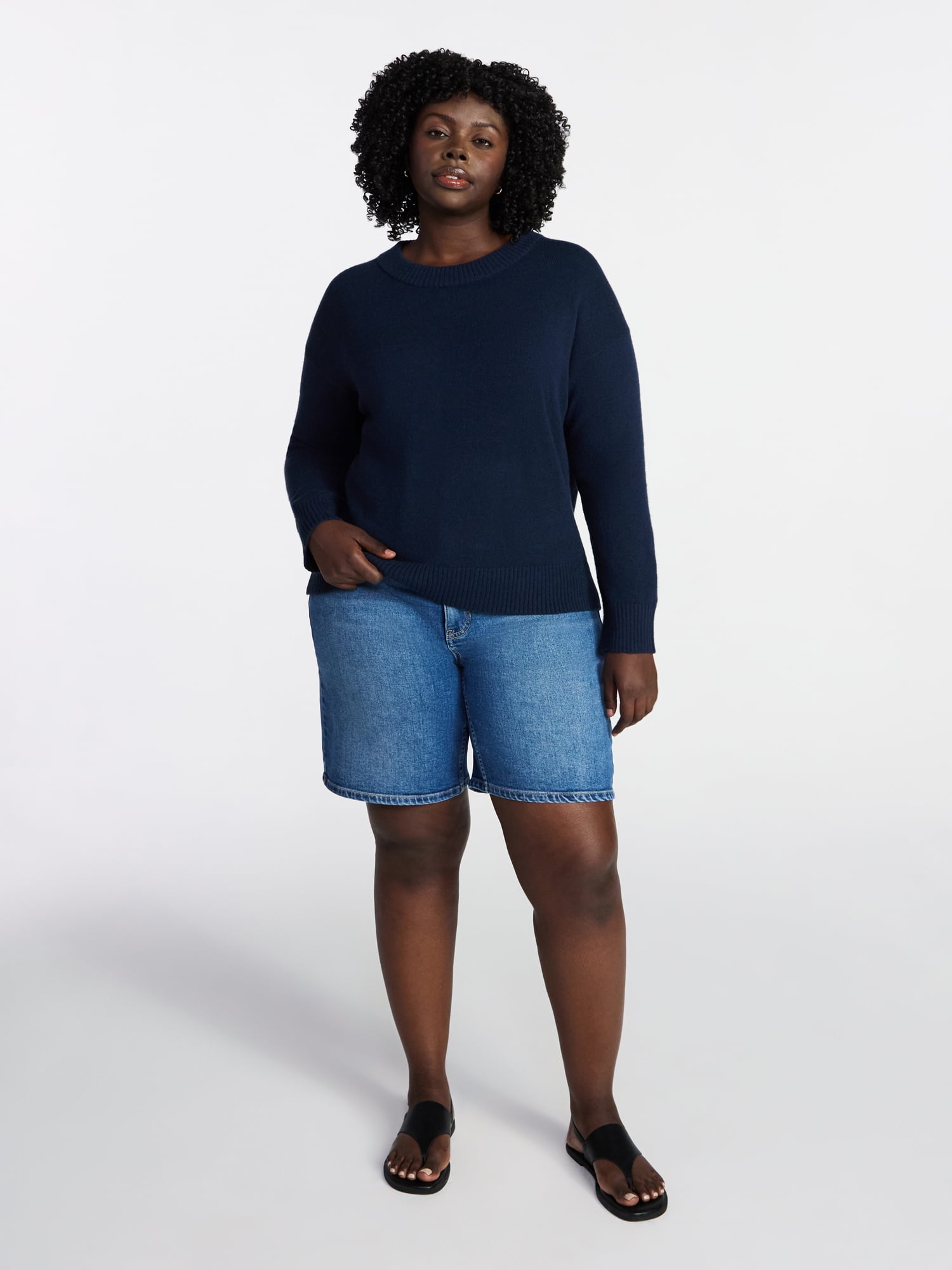 Terra & Sky Women's Plus Size Crewneck Pullover Sweater, Size 0X-5X