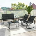 thumbnail image 4 of Costway 8 PCS Patio Rocking Rocking Chairs & Loveseat with Glass-Top Table Outdoor, 4 of 10
