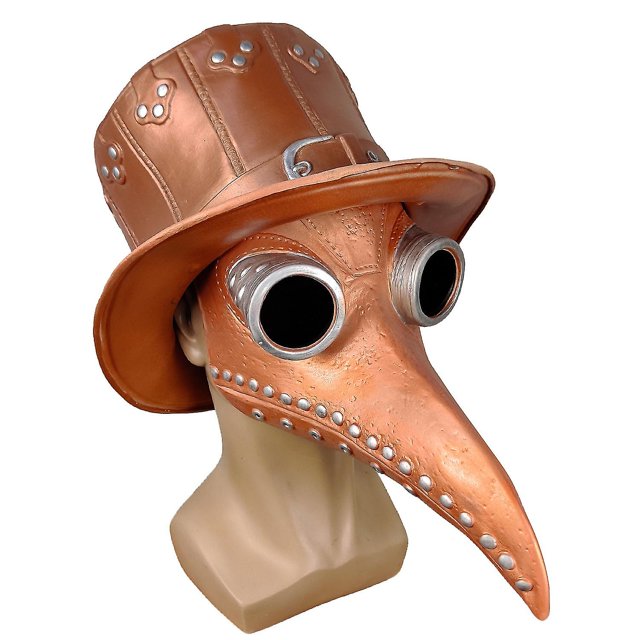Máscara de sombrero para fiesta de graduación de doctor con pico de pájaro de plaga Steampunk de Halloween