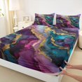 thumbnail image 3 of Homewish Marble Texture Road Bed Sheets,Gold Glitter Print King Sheets,Modern Fluid Art Sheet Set For Men Women,Breathable Home Decor,4 Pieces, 3 of 7