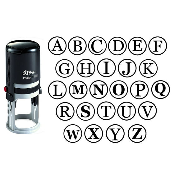 Custom A-Z Alphabet Stamp In Black Ink Monogram Round Rubber Stamp Self Inking Initial Stamp SHINY Mini Stamper 20 mm