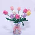 thumbnail image 2 of Frogued Artificial Tulip Romantic Exquisite Decorative Knit Tulip Rose Fake Flower Decor for Home (White), 2 of 13