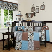 GEENNY Boutique 13 Piece Crib Bedding Set, Blue/Brown Scribble
