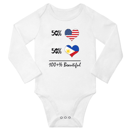 

50% Filipino + 50% American = 100+% Beautiful Baby Long Sleeve Bodysuit (White 24 Months)