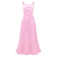 thumbnail image 5 of Yartina Junior Bridesmaid for Teens Ruched Long Maxi A Line Split Satin Flower Girl Formal Gown for Wedding Pink 14, 5 of 7