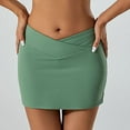 thumbnail image 5 of Hvot&aat Women's 2025 Summer Crossover Waist Yoga Skirt High Waisted Stretchy Sexy Split Bodycon Athletic Mini Skirts, 5 of 7
