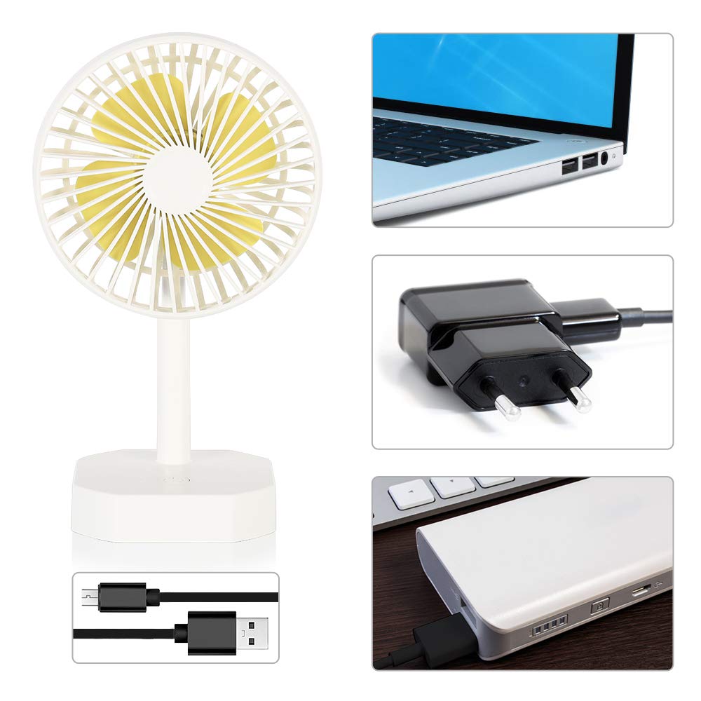 HAITRAL USB Powered Fan  Adjustable 30 Tilt, 3 Speeds, Whisper Quiet, Portable Cooling Fan for Home, Office, Table, Desk (LT-CSS02-W)