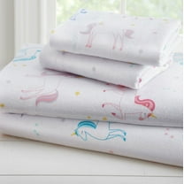 Wildkin Kids 100% Cotton Flannel Sheet Set for Boys and Girls - Full (Unicorn Purple)