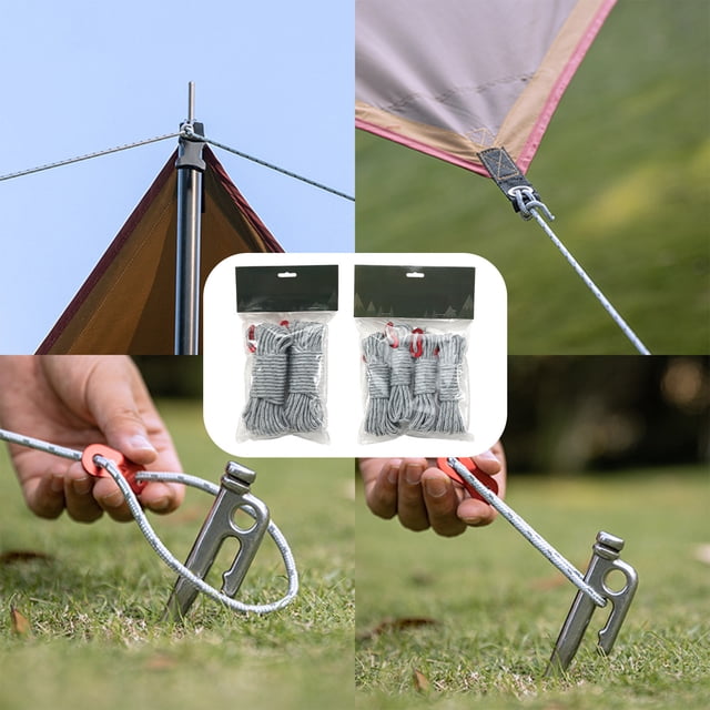 Xihbxyly Cuerda para Tienda de Campaña, Poliéster de Alta Resistencia, Diseño Reflectante para Visibilidad Nocturna, Hebillas de Tensión Ajustables, Accesorios para Acampar Al Aire Libre, Soporte par