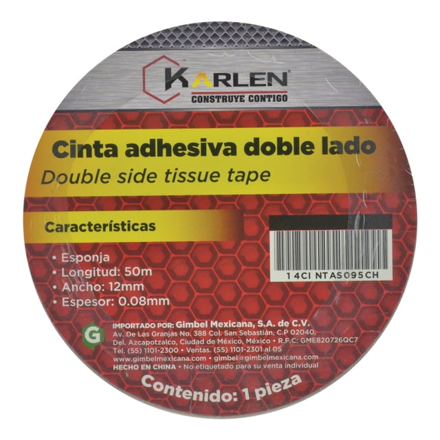 Cinta Adhesiva Doble Lado 50mx12mmx0.08mm KARLEN 50m