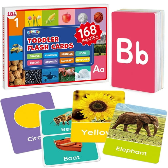 BenBen Flash Cards for Toddlers 1-3, Alphabet, Number, Color, Educational Learning Cards, Waterproof