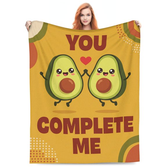 Avocado Gift Blanket, Funny Romantic Throw Blanket for Couples, Soft Flannel Plush Blanket, Anniversary Wedding Valentine's Day Gift 50x40