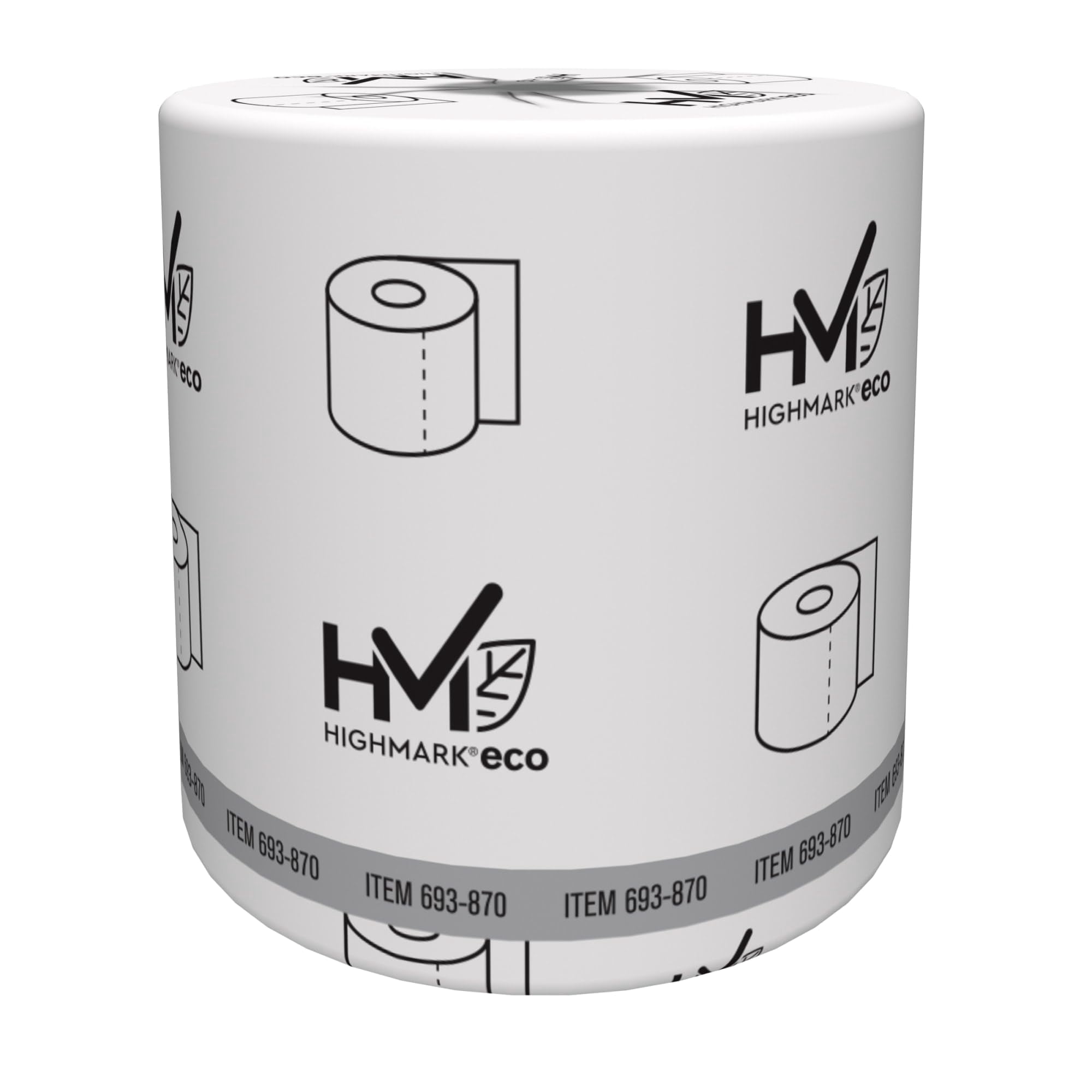 Highmark® 2-Ply Bathroom Tissue, 100% Recycled, White, 550 Sheets Per Roll, Case Of 80 Rolls