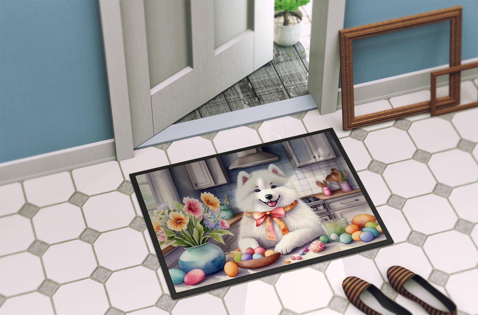Decorating Easter Samoyed Doormat 27 in x 18 in
