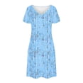 thumbnail image 5 of Cmfcve Women's Summer T-Shirt Dress Printed Loose A-line Dress Short Sleeve V-Neck Midi Dress with Pockets, 5 of 8