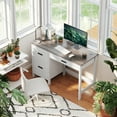 thumbnail image 2 of HOMCOM Computer Desk with 3 Drawers, Farmhouse Home Office Desk, White, 2 of 10
