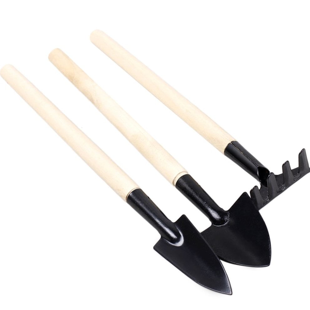 Long Handle Gardening Tools 3PCS/Set Gardening Mini Tool Wood Handle ...