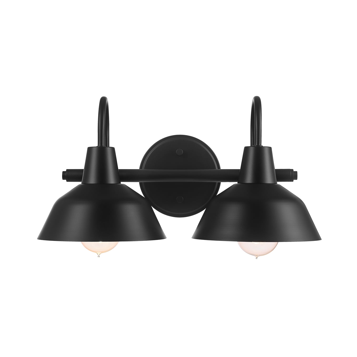 Globe Electric Modern 3-Piece Matte Black Bathroom Set with Hardwired 2-Light LED Vanity Light