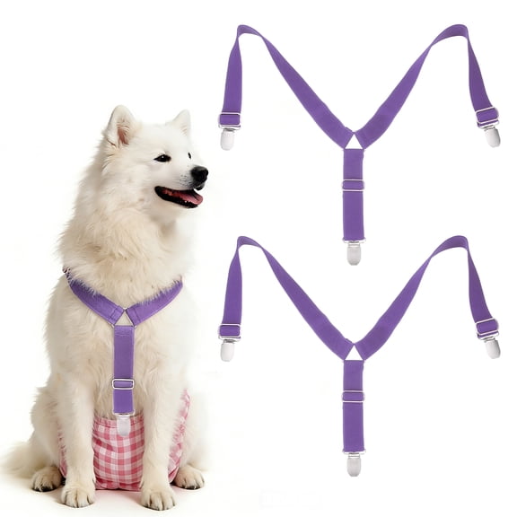 Uxcell Dog Diapers Suspenders, Pet Diapers Keeper, Suspender for Dog, Elastic Strap Clips, (Violet, L, 2 Pcs)