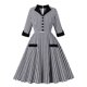 thumbnail image 1 of Vestido de Verano 3/4 Manga para las Mujeres Casual Cuello en V Estampado en Cuadro Cremallera de Rodilla, 1 of 9