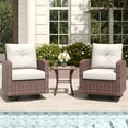 thumbnail image 3 of Layinsun 3 Pieces Patio Furniture Set with Swivel Chairs, Rattan Wicker Rocking Glide Chairs with Ottomans Conversation Set, 3 of 8