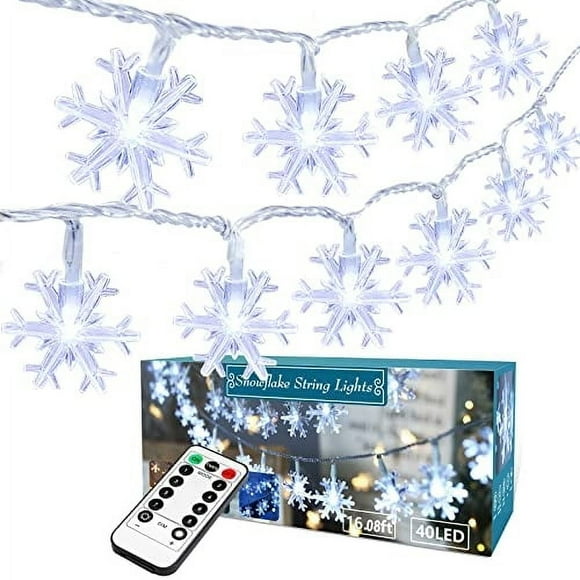 Luces navideñas BrizLabs Snowflake de 4 m y 40 LED con control remoto Cool