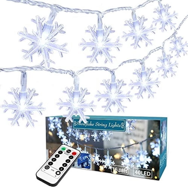 Luces navideñas BrizLabs Snowflake de 4 m y 40 LED con control remoto Cool