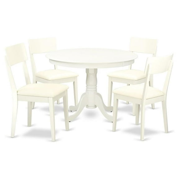 Atlin Designs 5-piece Wood Dining Set with Leather Seat in White