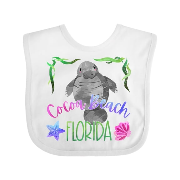 Inktastic Cocoa Beach Florida Cute Swimming Manatee Boys or Girls Baby Bib