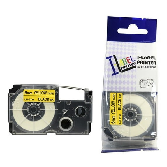 LM Tape Compatible 1/4" (6mm) Black on Yellow Tape for your Casio KL8200 / KL-8200 EZ Label Printer.