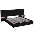 thumbnail image 5 of Aukfa King Size Upholstered Bed Frame with Drawers and LED Lights, Hydraulic Platform Bed with USB Port & Oversize Wingback Headboard, Black, 5 of 8