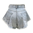 thumbnail image 2 of QATAINLAV High Waist Jean Shorts for Women Loose Cut Raw Hem Mini Booty Hot Denim Shorts Shredded Ripped Fringe Short Jeans Light Blue M Mothers Day Gifts, 2 of 9