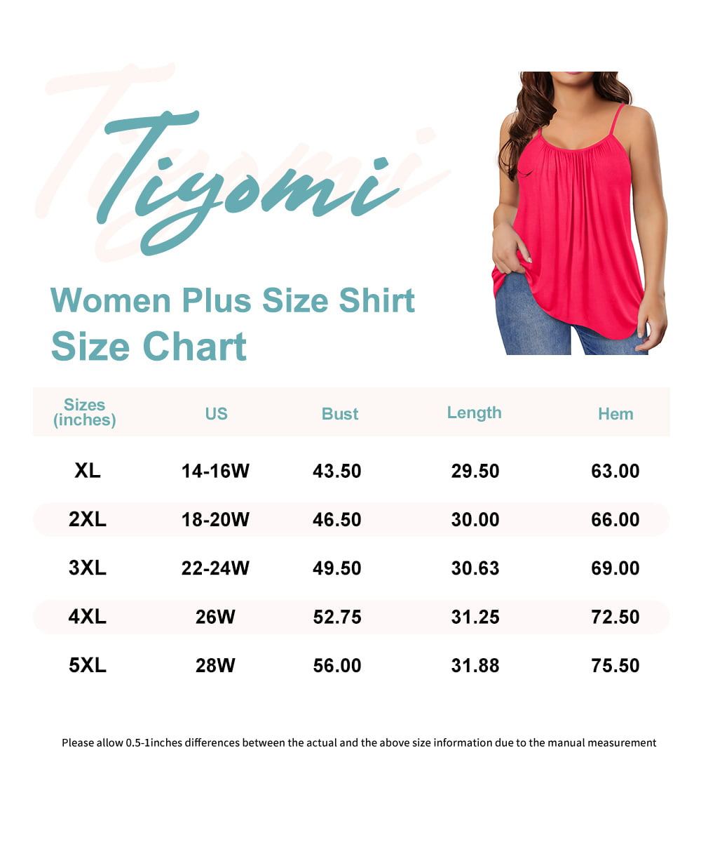 TIYOMI Ladies Plus Size Camisole Pleats Design Crewneck Tank Tops  Adjustable Strappy Summer Spaghetti Strap Beach Solid Color Cami Hot Pink  Casual Loose Fit Vest For Women 5XL 26W 28W 