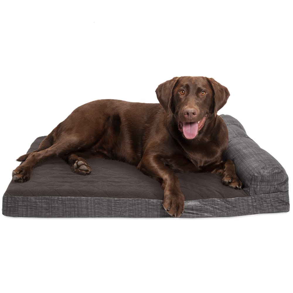 FurHaven Pet Dog Bed Cooling Gel Memory Foam Orthopedic Quilted Fleece & Print Suede Lounge