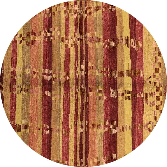 Ahgly Company Indoor Round Oriental Brown Industrial Area Rugs, 4' Round