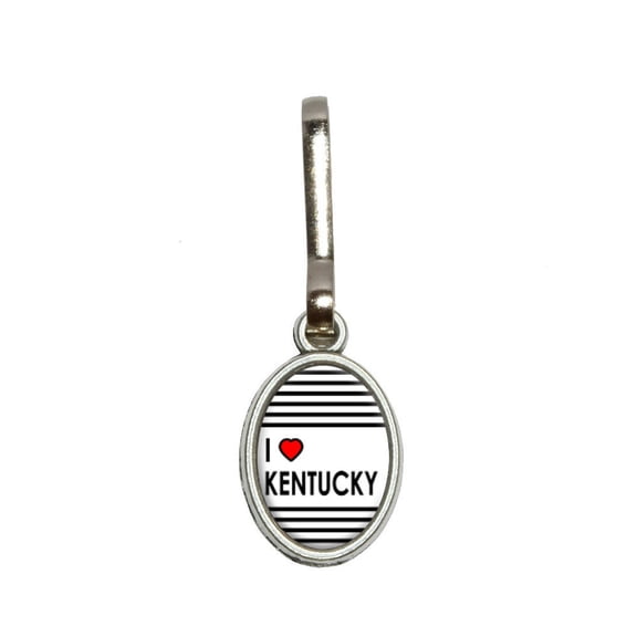 I Love Heart Kentucky Oval Zipper Pull