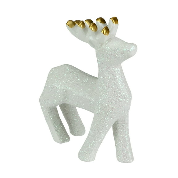 Northlight Iridescent Glitter Ceramic Reindeer Christmas Figure - 4.25"  - White