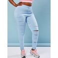 thumbnail image 1 of Escalera de colores rasgado más tamaño pantalones flacos Rosegal Pantalones de talla grande, 1 of 5
