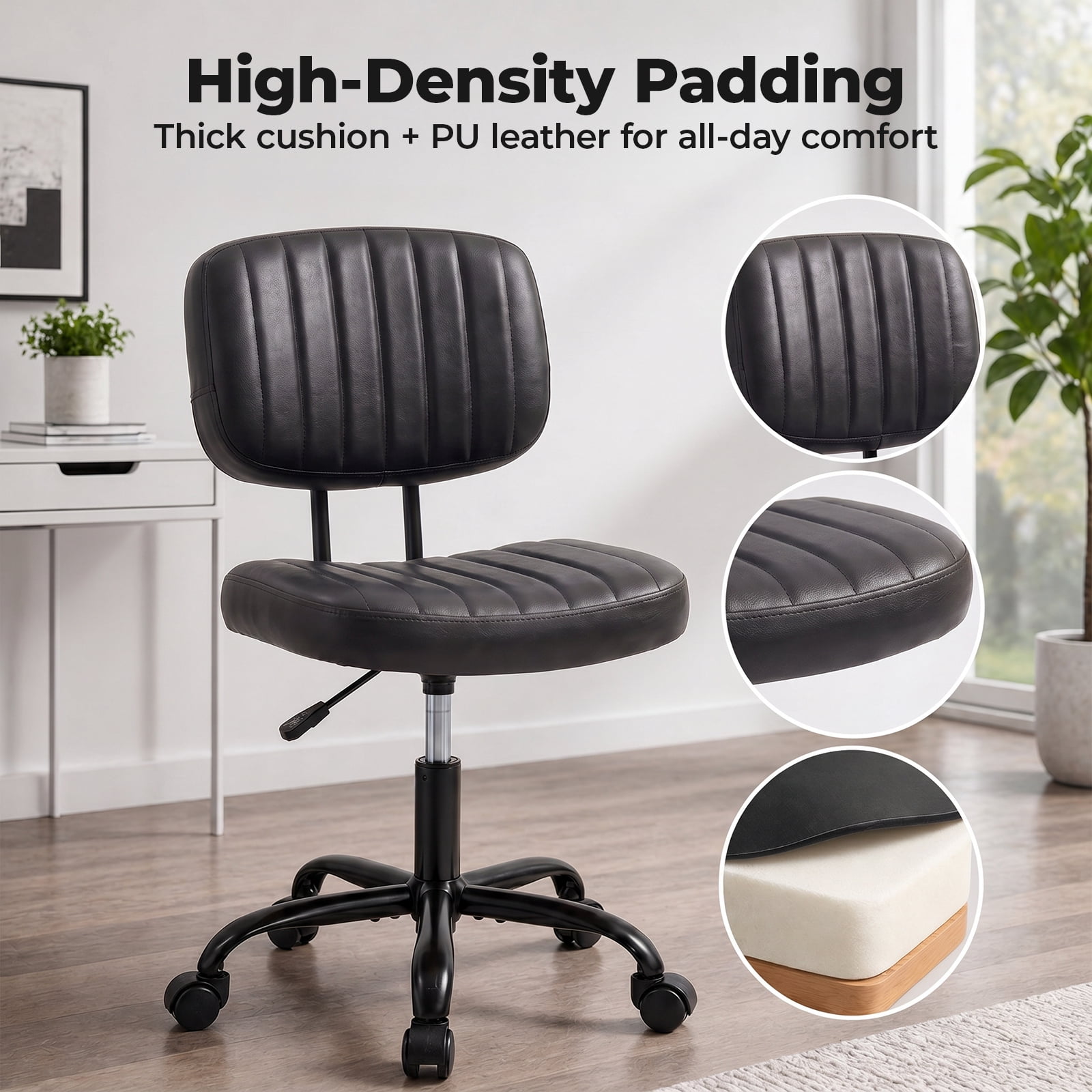 Alvantor Office Chair, Adjustable Height 360° Swivel Rolling Computer Task Chair without Arms, White/Orange/Black