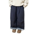 thumbnail image 2 of CUZIBR Kids Pants Thick Lined Padded Wide Leg Trousers Plaid Winter Snow Pants Thickened Warm Loose Fit Joggers Fashionable For Sports Everyday Activities,Navy,14-16 Years, 2 of 4