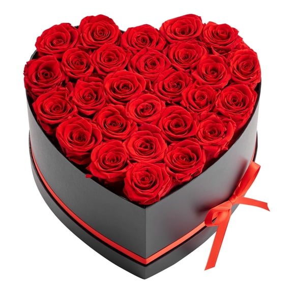 Forever Flowers 27 Preserved Roses Heart Shape Box Eternal Bouquet Birthday Anniversary Valentine Christmas Gift for Women Wife Mother