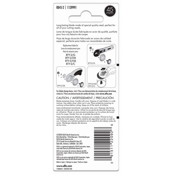 OLFA - Endurance Rotary Replacement Blade 45mm 2pk