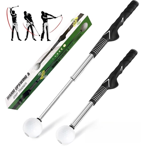 Retractable Golf Swing Training Aid with Click Feedback, Golf Grip & Swing Trainer for Left/Right-Handed Golfers, Indoor Outdoor Practice for Tempo, Strength & Consistency