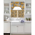 thumbnail image 3 of Grey Leaves Swag Kitchen Curtains Sets for Windows 24 Inch Length, Vintage Abstract Art Botanical Orange Short Window Curtain Panels Swags Valances and Tiers 3 Piece Set for Cafe/Dining Room, 3 of 5