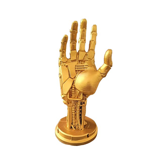 Cyberpunk Mechanical Hand Stand - Universal Gaming Headset and Controller Holder for Desk - Gold